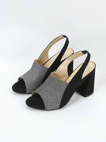 Women's High Heel Sandals Open Toe Alluring Houndstooth Pattern Platform Wedge Heels, Elegant Beach Party Holiday Christmas - Black - View 5