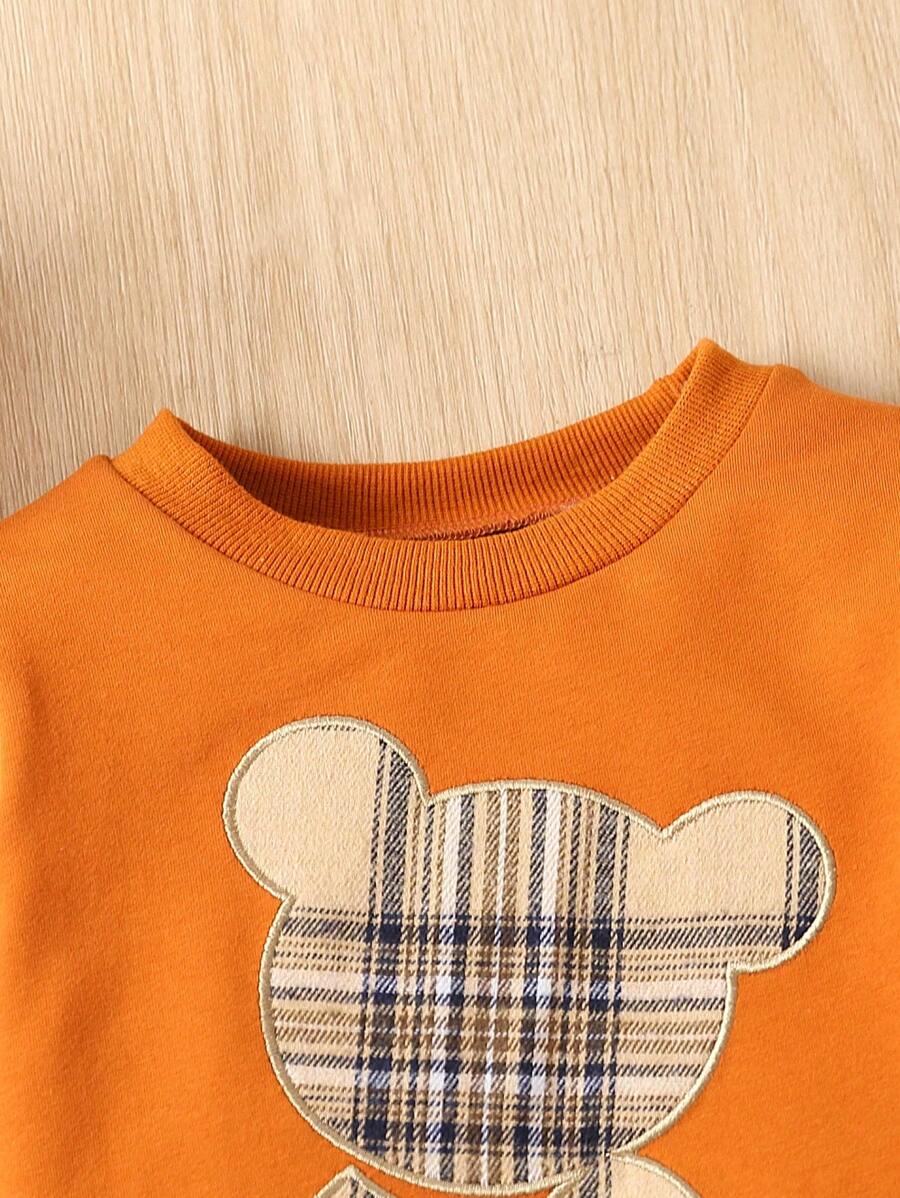 Young Boy Bear Print Sweatshirt & Contrast Side Seam Joggers