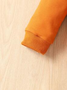 Young Boy Bear Print Sweatshirt & Contrast Side Seam Joggers - Orange - View 3