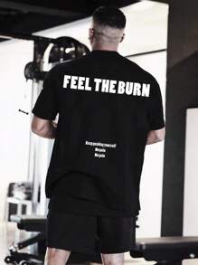 GymBeat Áo thun thể thao họa tiết chữ cho nam Áo tập luyện Áo tập luyện Áo tập gym thoáng khí - màu đen - Xem 1