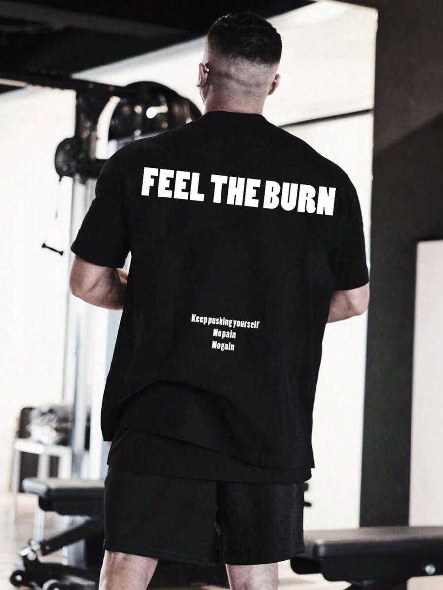 GymBeat Áo thun thể thao họa tiết chữ cho nam Áo tập luyện Áo tập luyện Áo tập gym thoáng khí - màu đen - Xem 1