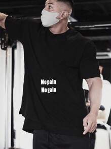 GymBeat Áo thun thể thao họa tiết chữ cho nam Áo tập luyện Áo tập luyện Áo tập gym thoáng khí - màu đen - Xem 2