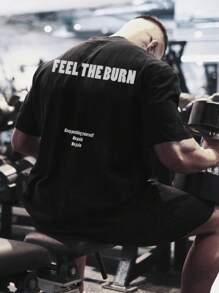 GymBeat Áo thun thể thao họa tiết chữ cho nam Áo tập luyện Áo tập luyện Áo tập gym thoáng khí - màu đen - Xem 5