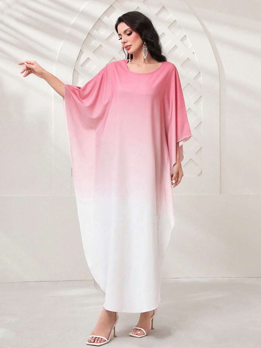 Al Najma 漸層蝙蝠袖土耳其長袍 - 粉色 - 查看 1