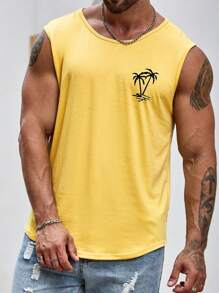 Manfinity LEGND Nam Bản in nhiệt đới Áo ba lỗ - Màu vàng - Xem 1