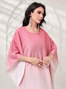 Al Najma 漸層蝙蝠袖土耳其長袍 - 粉色 - 查看 5