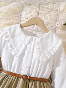 SHEIN Tween Girl Peter Pan Collar Shirt Dress - Multicolor - View 4