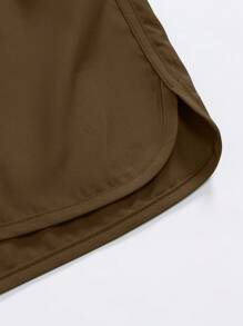 Manfinity Hypemode Nam Eo dây rút Chất rắn Quần short - Cà phê nâu - Xem 4