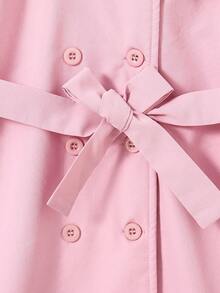 SHEIN 女小童1入組雙排釦腰帶風衣外套 - 淺粉色 - 查看 5