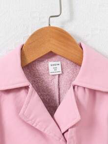 SHEIN 女小童1入組雙排釦腰帶風衣外套 - 淺粉色 - 查看 7