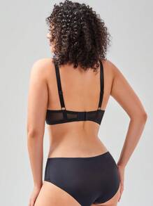 Plus Floral Lace Underwire Bra - Black - View 2