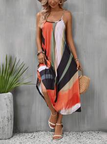 SHEIN VCAY Vestido de tirantes de color combinado - Multicolor - Ver 5