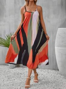 SHEIN VCAY Vestido de tirantes de color combinado - Multicolor - Ver 6