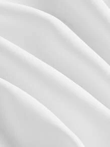 SHEIN MOD Puff Sleeve Button Front Asymmetrical Hem Shirt - White - View 6