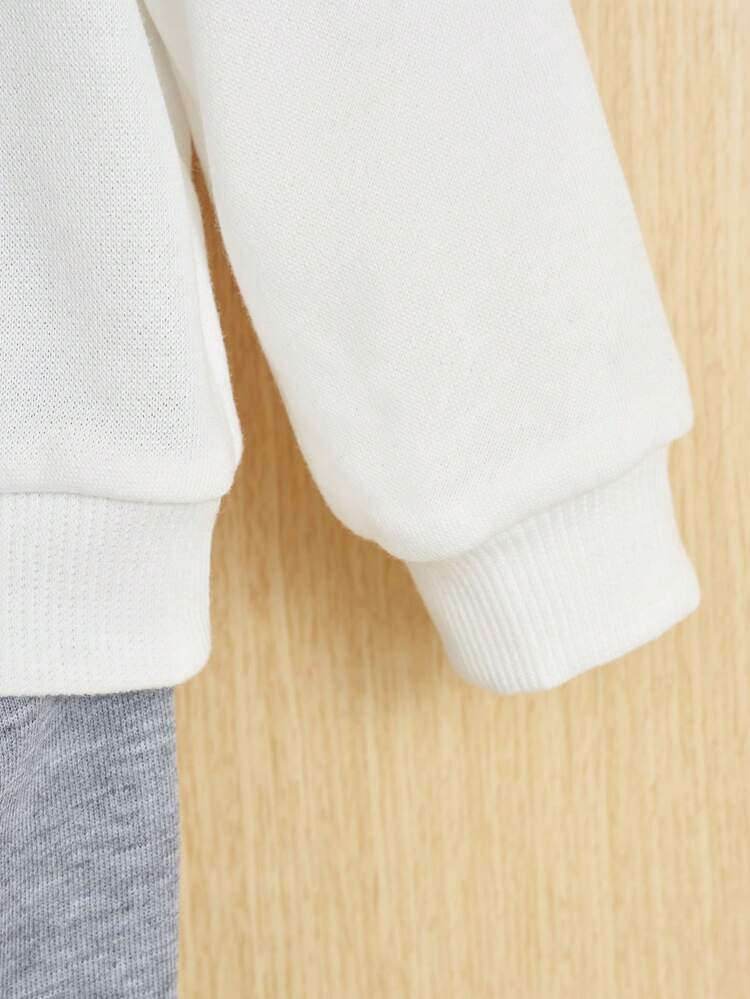 Baby Boy Casual Sporty Letter Print Sweatshirt & Elastic Waist Long Pants Set