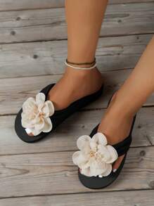 Chanclas de mujeres de moda playa de verano cómodo - Negro - Ver 4