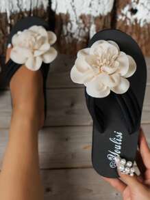 Chanclas de mujeres de moda playa de verano cómodo - Negro - Ver 5