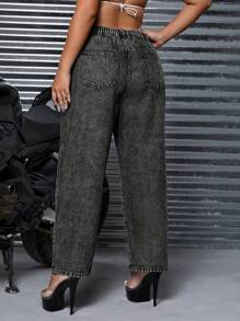 SHEIN ICON Talla grande Jeans desgarro de talle alto