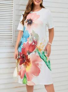 EMERY ROSE Plus Floral Print Hidden Pocket Dress