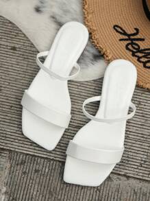 Women's Summer New Flat Sandals, Fashion Square Toe Open Toe Comfortable Flat Double Strap Beach/Outdoor Casual Slippers, Black/White/Gold/Silver/Red/Blue Colors Available - White - View 5