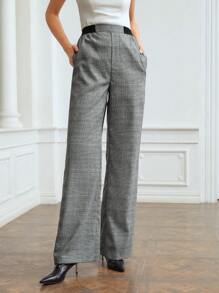 MOTF PREMIUM Kẻ sọc Eo đàn hồi Quần - Xám - Xem 2