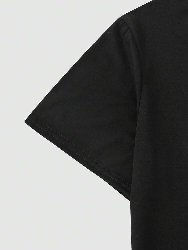 Manfinity LEGND Nam Miệng Và Đồ họa Khẩu hiệu Áo thun & Eo dây rút Quần short - màu đen - Xem 3