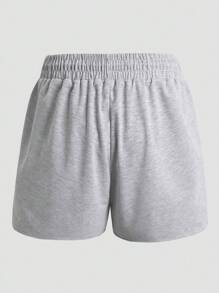 Nam Đồ họa chữ cái & Gấu Eo dây rút Quần short - Màu Xám nhạt - Xem 2