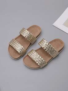 儿童时尚夏季沙滩拖鞋 - 金色 - 查看 3