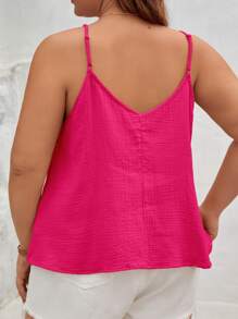 SHEIN Frenchy Hơn Chất rắn Cami ngọn - Màu Hồng Tươi - Xem 2