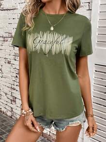 SHEIN LUNE Letter Graphic Tee