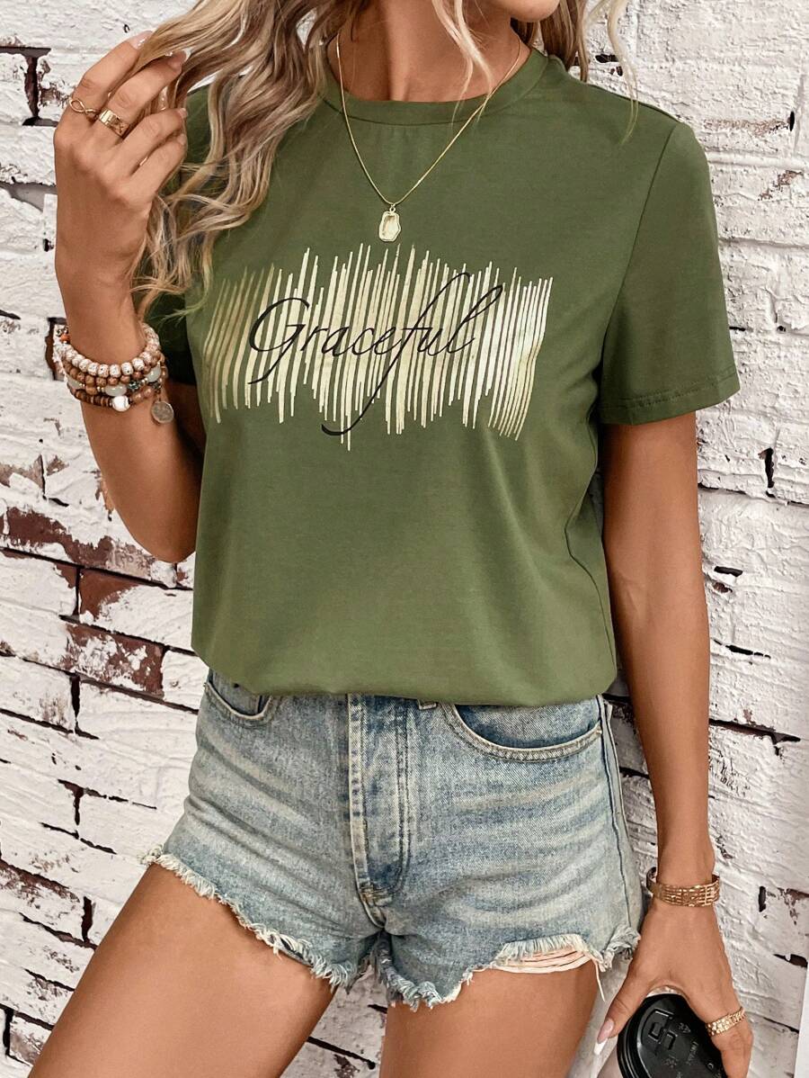 SHEIN LUNE Letter Graphic Tee