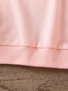 SHEIN Young Girl Ruffle Trim Drop Shoulder Sweatshirt - Pink - View 4
