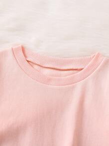 SHEIN Young Girl Ruffle Trim Drop Shoulder Sweatshirt - Pink - View 5