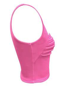 Solid Ruched Tank Top - Pink - View 3
