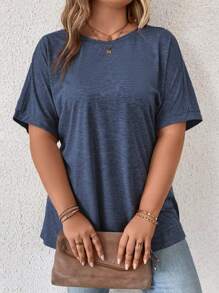 EMERY ROSE Hơn tay cánh Vá Túi Áo thun - Màu xanh hải quân - Xem 6