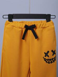 SHEIN 男大童休閒圖案撞色連帽衫和長褲套裝 - 彩色 - 查看 6