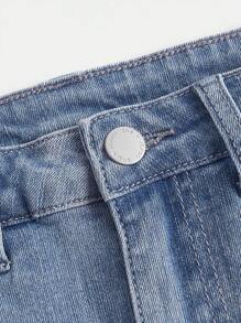 SHEIN MOD Solid Denim Skort - Light Wash - View 3