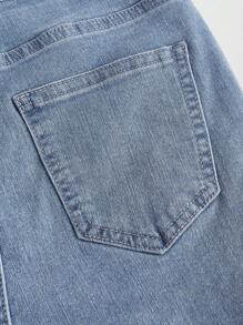 SHEIN MOD Solid Denim Skort - Light Wash - View 4