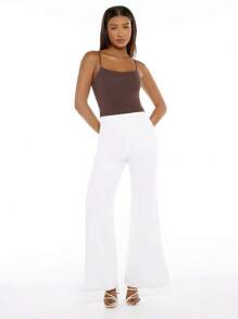 SHEIN BASICS 素色針織吊帶上衣 - 巧克力棕 - 查看 3