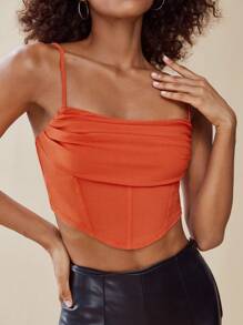 SHEIN Privé 素色頭巾下擺七分吊帶背心上衣