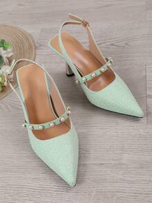 Women's Spring/summer/fall Fashion Pointed Toe High-heeled Shoes - Green - View 4