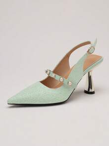 Women's Spring/summer/fall Fashion Pointed Toe High-heeled Shoes - Green - View 5
