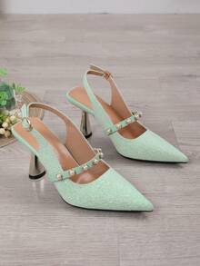 Women's Spring/summer/fall Fashion Pointed Toe High-heeled Shoes - Green - View 6