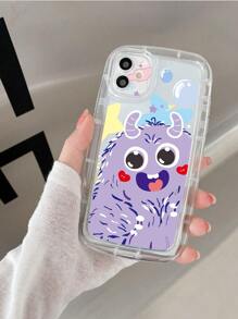 卡通怪物圖案透明手機殼 - 無色 - 查看 1