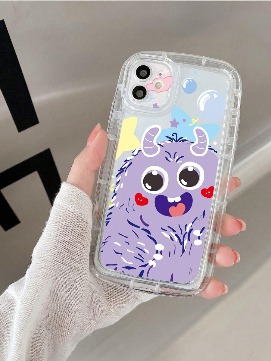 卡通怪物圖案透明手機殼 - 無色 - 查看 1