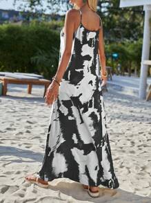 SHEIN VCAY 紮染吊帶連衣裙 - 黑與白 - 查看 2