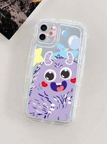 卡通怪物圖案透明手機殼 - 無色 - 查看 2
