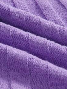 GENKIRA Solid Ribbed Knit Skirt - Purple - View 9