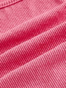 SHEIN MOD Top ribete con fruncido tejido de canalé - Rosa - Ver 4