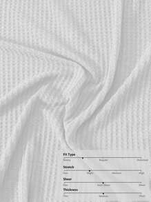 SHEIN EZwear Solid Spring Scoop Neck Rib-Knit Crop Tee - White - View 4